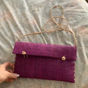 CUTE purple french straw/palm bag